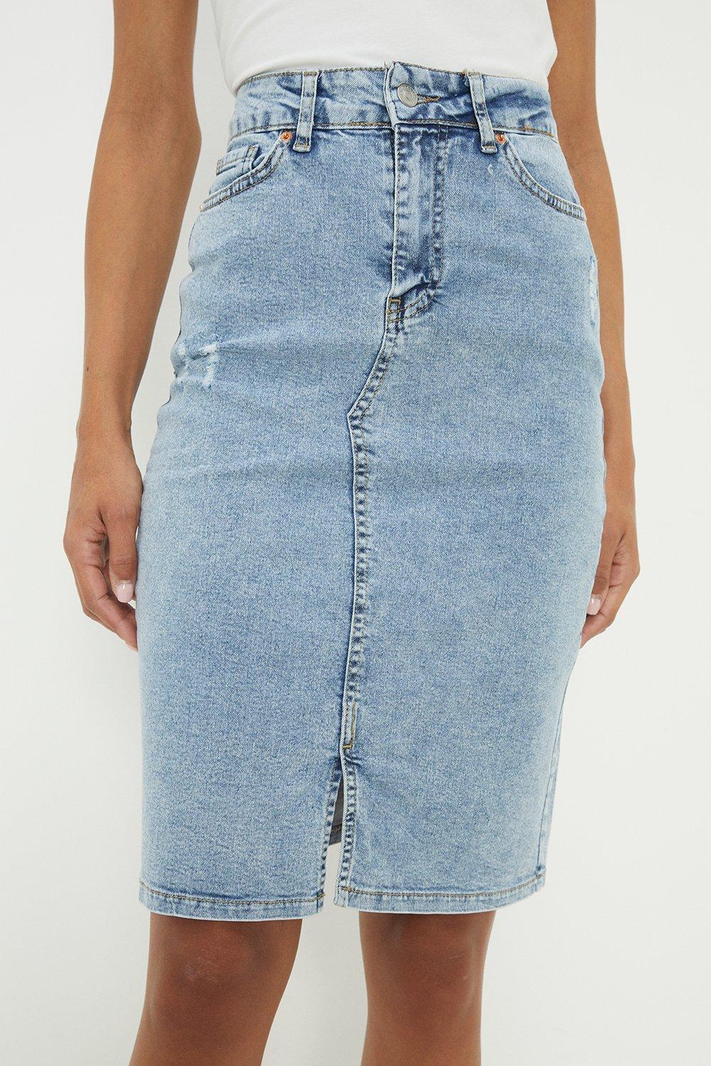 Knee length denim skirts clearance dorothy perkins